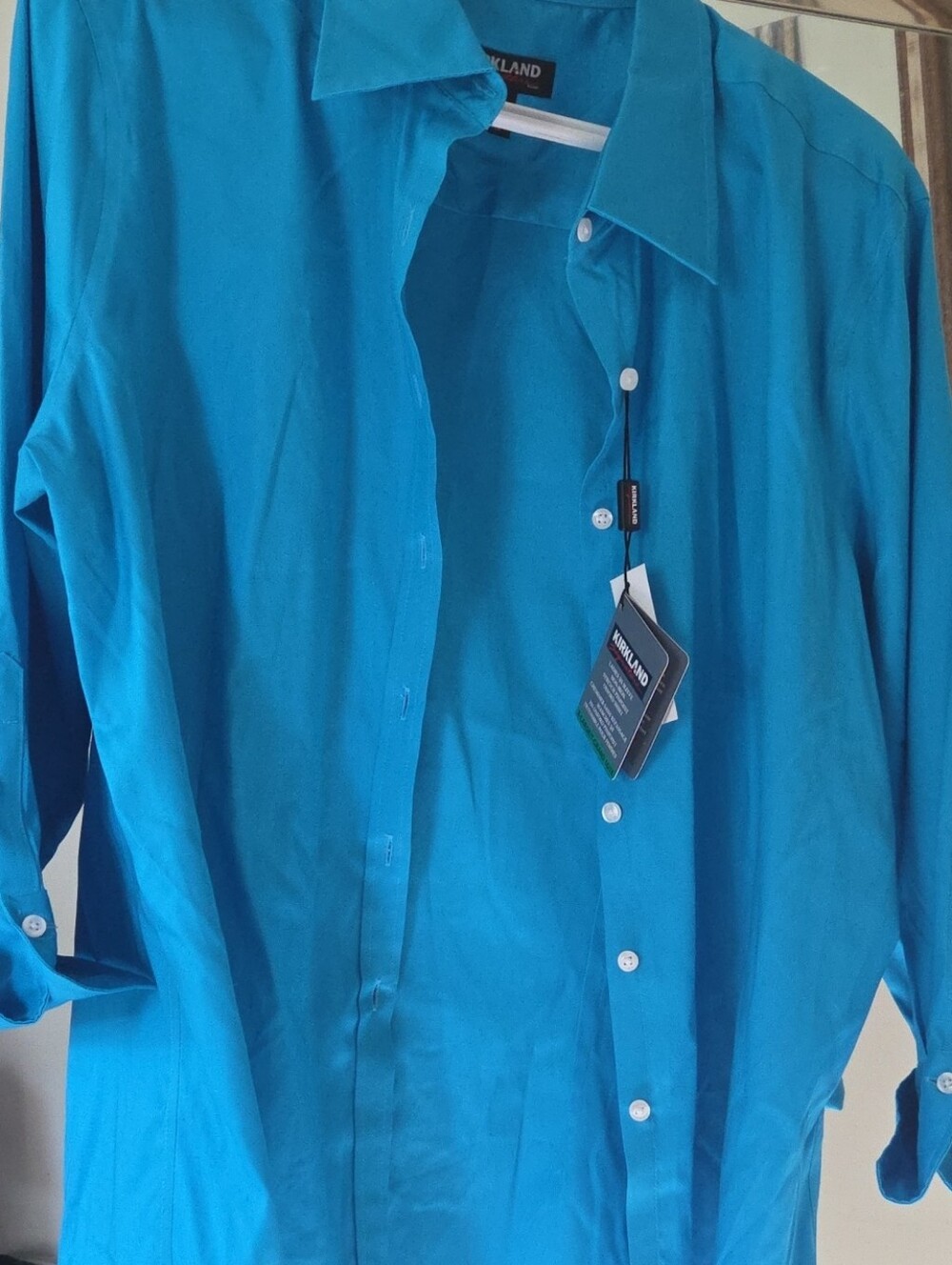 Kirkland Signature Women's Bright Teal Button-Up Dress Shirt
